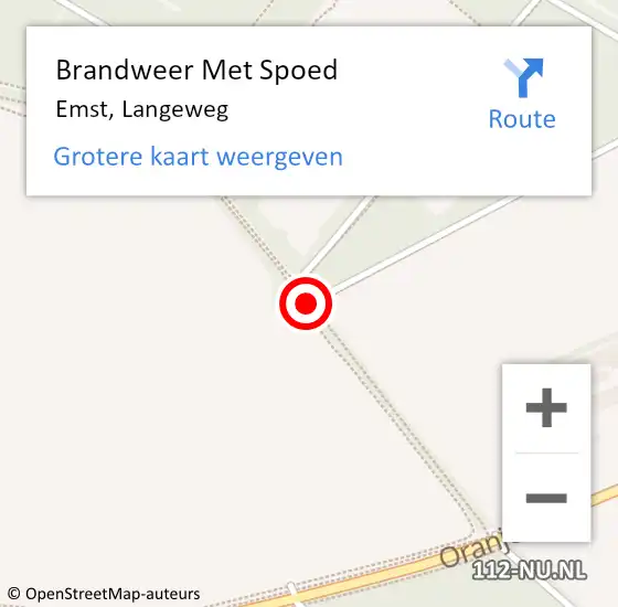 Locatie op kaart van de 112 melding: Brandweer Met Spoed Naar Emst, Langeweg op 13 januari 2017 07:29