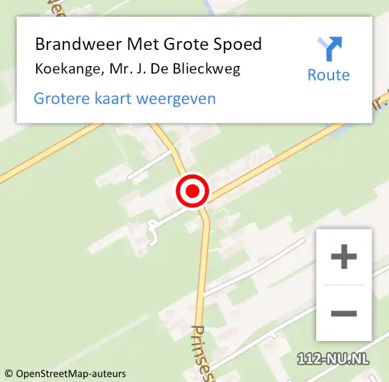 Locatie op kaart van de 112 melding: Brandweer Met Grote Spoed Naar Koekange, Mr. J. De Blieckweg op 13 januari 2017 07:44