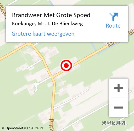 Locatie op kaart van de 112 melding: Brandweer Met Grote Spoed Naar Koekange, Mr. J. De Blieckweg op 13 januari 2017 07:46