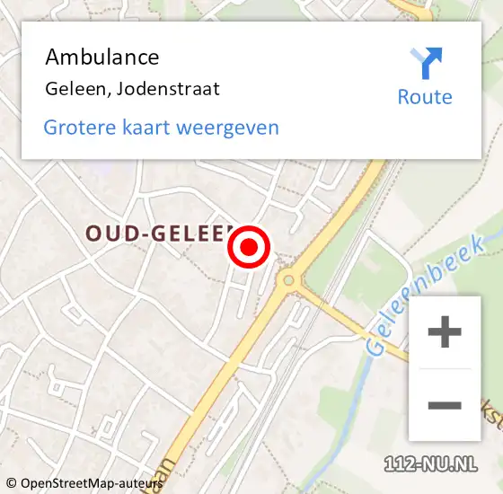 Locatie op kaart van de 112 melding: Ambulance Geleen, Jodenstraat op 7 januari 2014 18:40