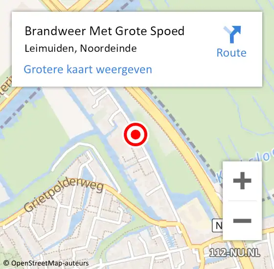 Locatie op kaart van de 112 melding: Brandweer Met Grote Spoed Naar Leimuiden, Noordeinde op 13 januari 2017 08:41