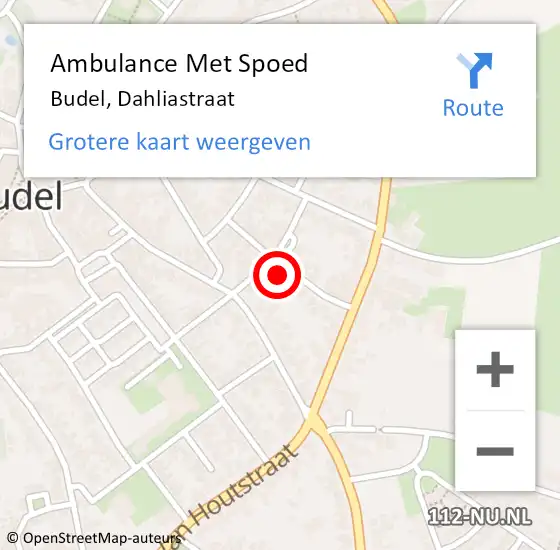 Locatie op kaart van de 112 melding: Ambulance Met Spoed Naar Budel, Dahliastraat op 13 januari 2017 08:52