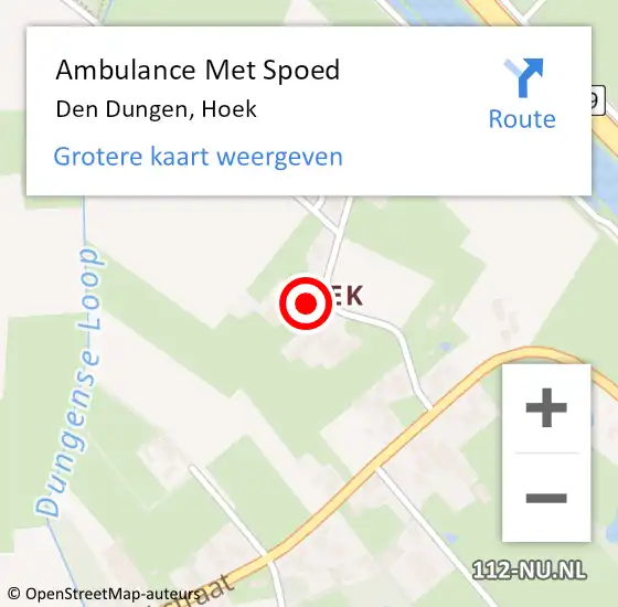 Locatie op kaart van de 112 melding: Ambulance Met Spoed Naar Den Dungen, Hoek op 13 januari 2017 09:11