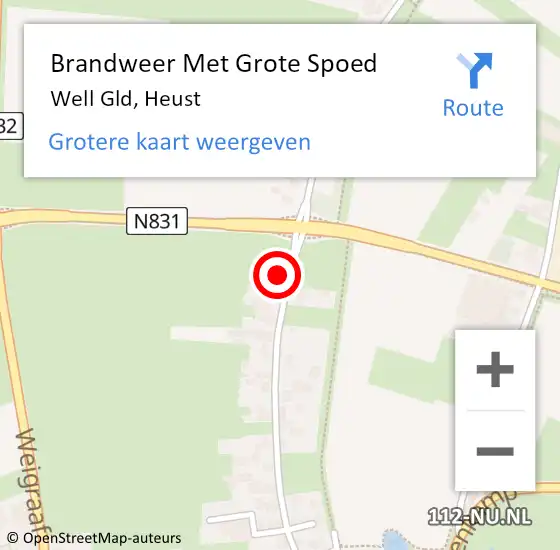 Locatie op kaart van de 112 melding: Brandweer Met Grote Spoed Naar Well Gld, Heust op 7 januari 2014 18:50