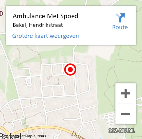 Locatie op kaart van de 112 melding: Ambulance Met Spoed Naar Bakel, Hendrikstraat op 13 januari 2017 09:57