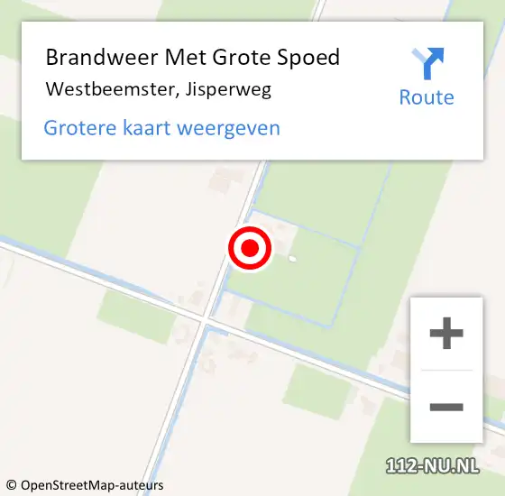 Locatie op kaart van de 112 melding: Brandweer Met Grote Spoed Naar Westbeemster, Jisperweg op 13 januari 2017 10:14