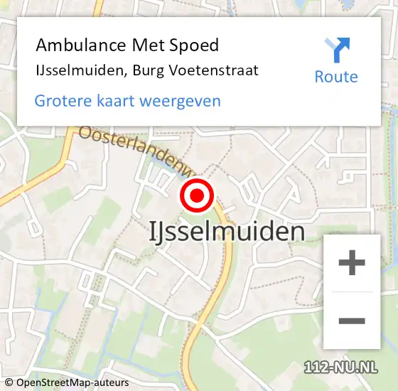 Locatie op kaart van de 112 melding: Ambulance Met Spoed Naar IJsselmuiden, Burg Voetenstraat op 13 januari 2017 11:14