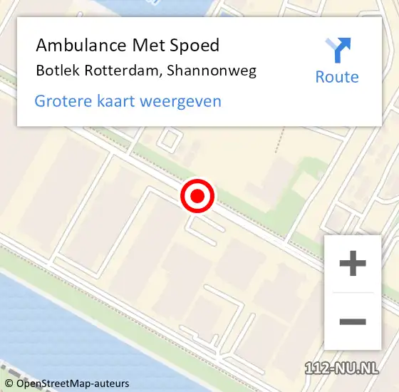 Locatie op kaart van de 112 melding: Ambulance Met Spoed Naar Botlek Rotterdam, Shannonweg op 13 januari 2017 11:19