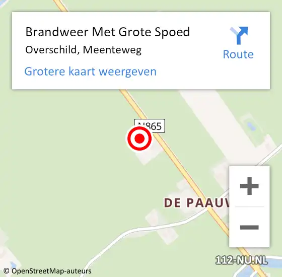 Locatie op kaart van de 112 melding: Brandweer Met Grote Spoed Naar Overschild, Meenteweg op 13 januari 2017 11:47