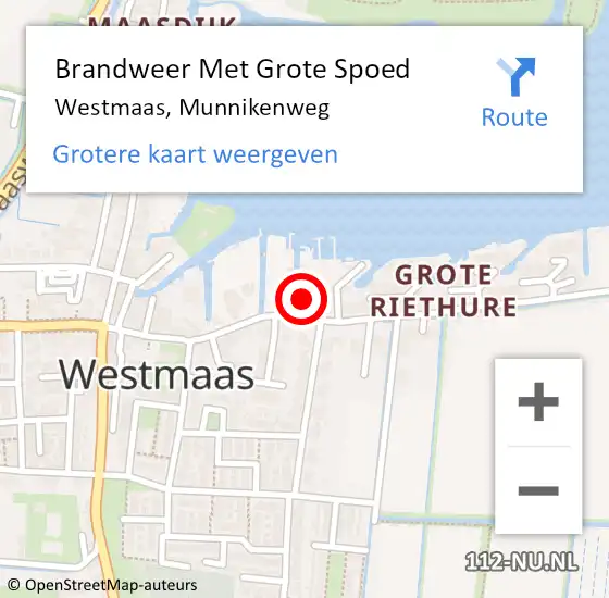 Locatie op kaart van de 112 melding: Brandweer Met Grote Spoed Naar Westmaas, Munnikenweg op 13 januari 2017 11:49