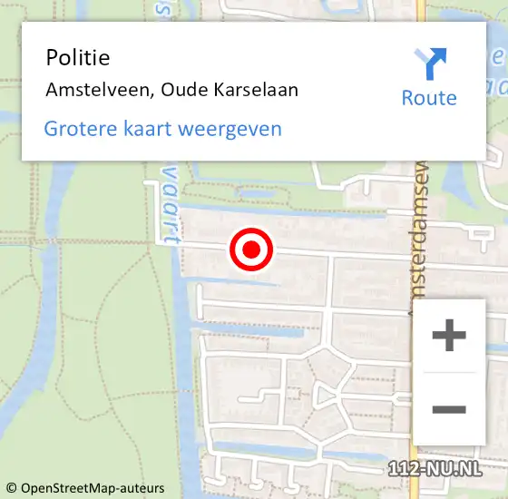 Locatie op kaart van de 112 melding: Politie Amstelveen, Oude Karselaan op 13 januari 2017 11:57