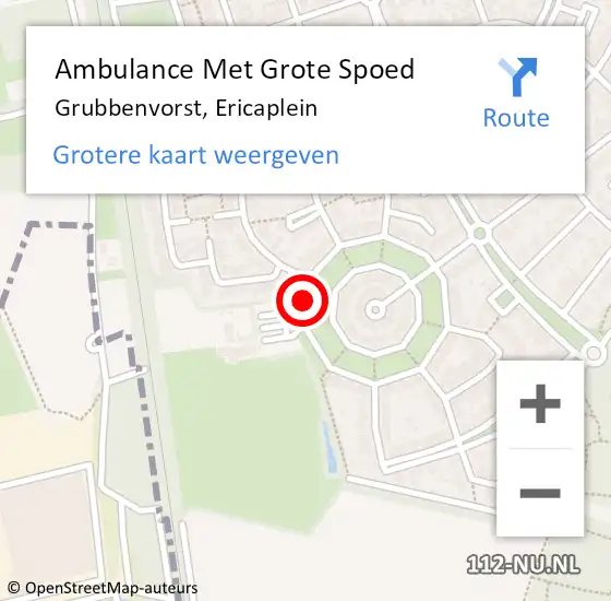 Locatie op kaart van de 112 melding: Ambulance Met Grote Spoed Naar Grubbenvorst, Ericaplein op 7 januari 2014 19:13