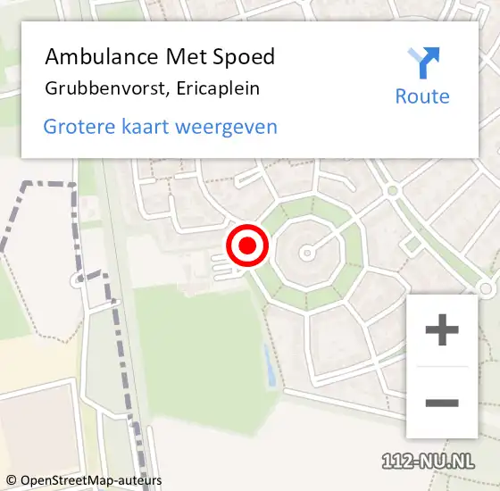 Locatie op kaart van de 112 melding: Ambulance Met Spoed Naar Grubbenvorst, Ericaplein op 7 januari 2014 19:16