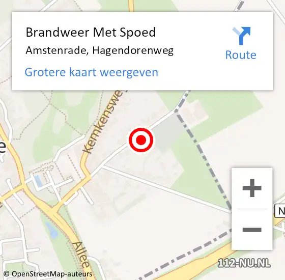 Locatie op kaart van de 112 melding: Brandweer Met Spoed Naar Amstenrade, Hagendorenweg op 13 januari 2017 12:40