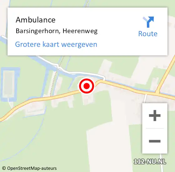 Locatie op kaart van de 112 melding: Ambulance Barsingerhorn, Heerenweg op 13 januari 2017 12:40