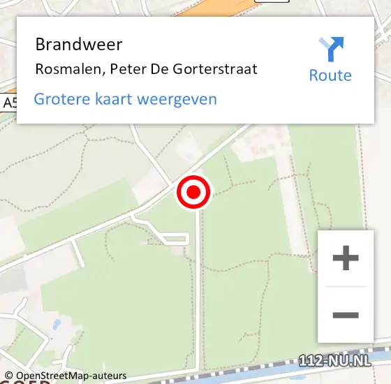 Locatie op kaart van de 112 melding: Brandweer Rosmalen, Peter De Gorterstraat op 13 januari 2017 12:49