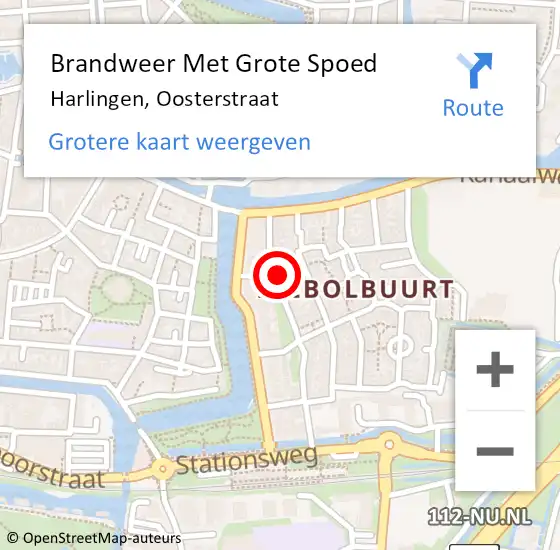 Locatie op kaart van de 112 melding: Brandweer Met Grote Spoed Naar Harlingen, Oosterstraat op 13 januari 2017 12:50