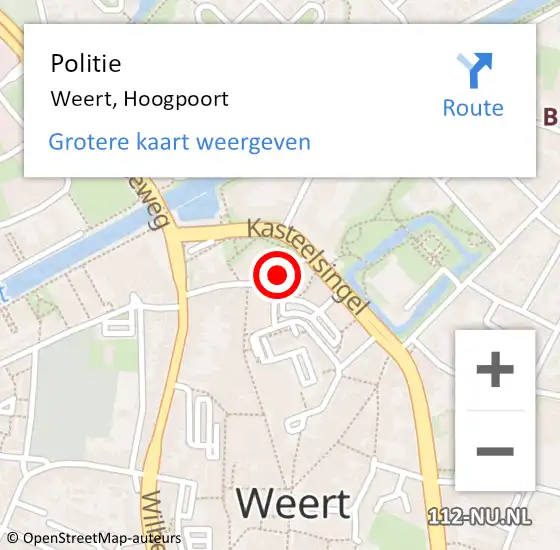 Locatie op kaart van de 112 melding: Politie Weert, Hoogpoort op 13 januari 2017 13:01