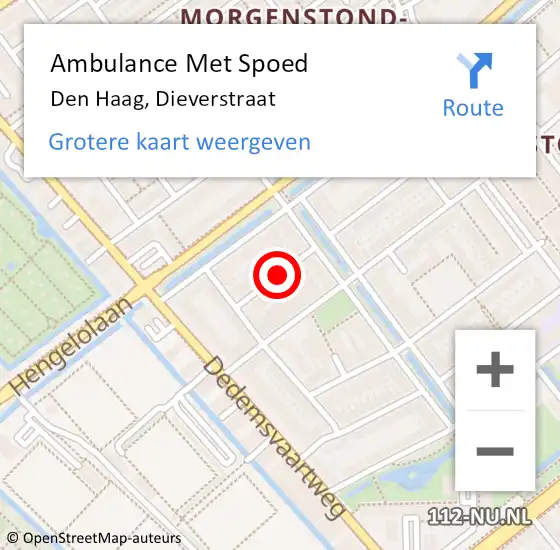 Locatie op kaart van de 112 melding: Ambulance Met Spoed Naar Den Haag, Dieverstraat op 13 januari 2017 13:27