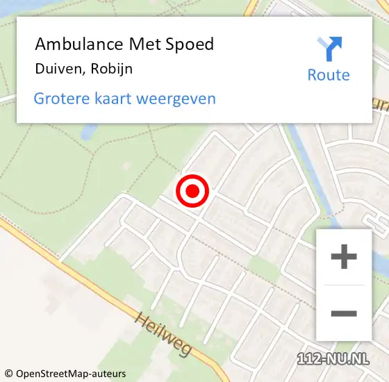 Locatie op kaart van de 112 melding: Ambulance Met Spoed Naar Duiven, Robijn op 13 januari 2017 13:37