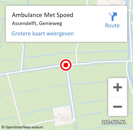 Locatie op kaart van de 112 melding: Ambulance Met Spoed Naar Assendelft, Genieweg op 13 januari 2017 13:54