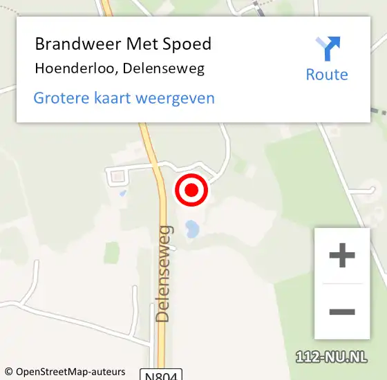 Locatie op kaart van de 112 melding: Brandweer Met Spoed Naar Hoenderloo, Delenseweg op 13 januari 2017 14:25