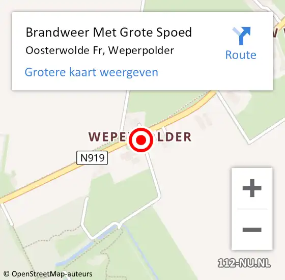 Locatie op kaart van de 112 melding: Brandweer Met Grote Spoed Naar Oosterwolde Fr, Weperpolder op 13 januari 2017 14:28