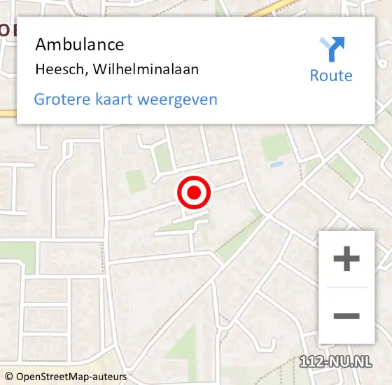 Locatie op kaart van de 112 melding: Ambulance Heesch, Wilhelminalaan op 13 januari 2017 15:32