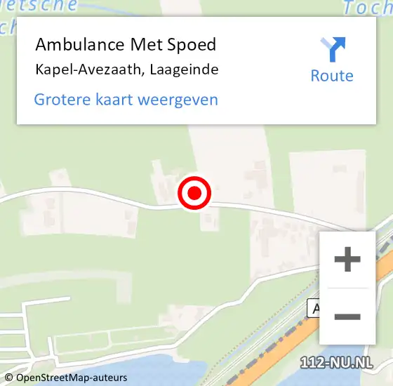 Locatie op kaart van de 112 melding: Ambulance Met Spoed Naar Kapel-Avezaath, Laageinde op 7 januari 2014 19:47