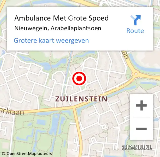 Locatie op kaart van de 112 melding: Ambulance Met Grote Spoed Naar Nieuwegein, Arabellaplantsoen op 13 januari 2017 16:29