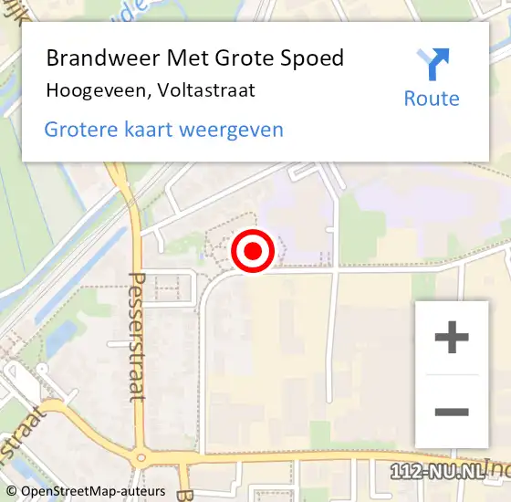 Locatie op kaart van de 112 melding: Brandweer Met Grote Spoed Naar Hoogeveen, Voltastraat op 13 januari 2017 16:53