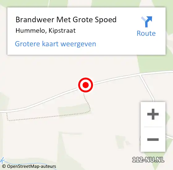 Locatie op kaart van de 112 melding: Brandweer Met Grote Spoed Naar Hummelo, Kipstraat op 18 september 2013 16:13