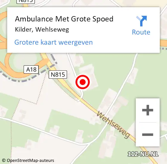 Locatie op kaart van de 112 melding: Ambulance Met Grote Spoed Naar Kilder, Wehlseweg op 13 januari 2017 17:31