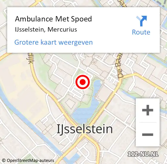 Locatie op kaart van de 112 melding: Ambulance Met Spoed Naar IJsselstein, Mercurius op 13 januari 2017 18:50