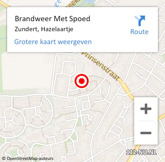 Locatie op kaart van de 112 melding: Brandweer Met Spoed Naar Zundert, Hazelaartje op 13 januari 2017 19:00