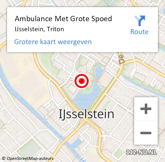 Locatie op kaart van de 112 melding: Ambulance Met Grote Spoed Naar IJsselstein, Triton op 13 januari 2017 19:03