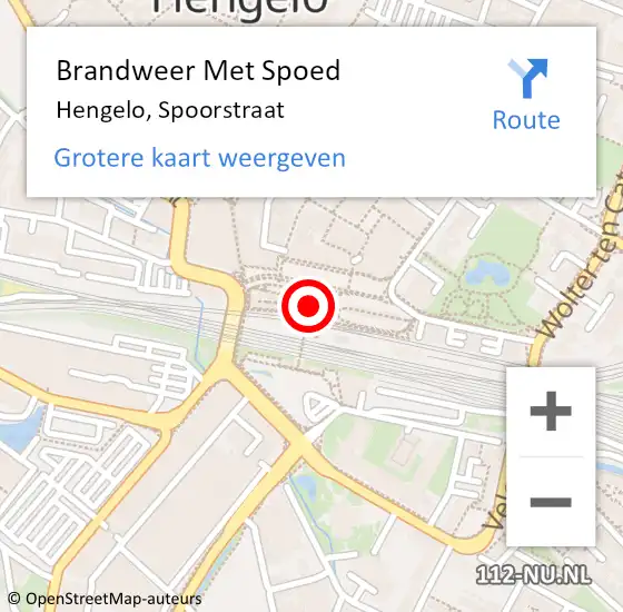 Locatie op kaart van de 112 melding: Brandweer Met Spoed Naar Hengelo, Spoorstraat op 13 januari 2017 19:04