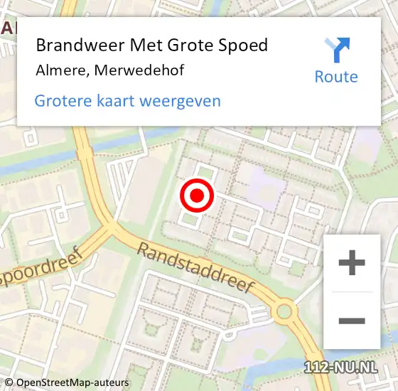 Locatie op kaart van de 112 melding: Brandweer Met Grote Spoed Naar Almere, Merwedehof op 13 januari 2017 19:11