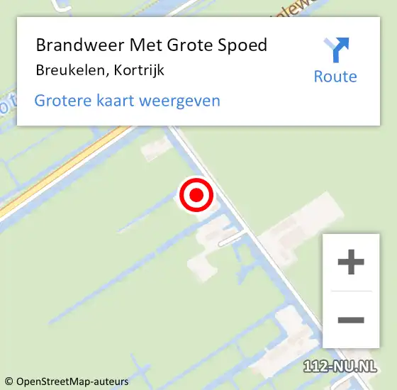Locatie op kaart van de 112 melding: Brandweer Met Grote Spoed Naar Breukelen, Kortrijk op 13 januari 2017 19:40