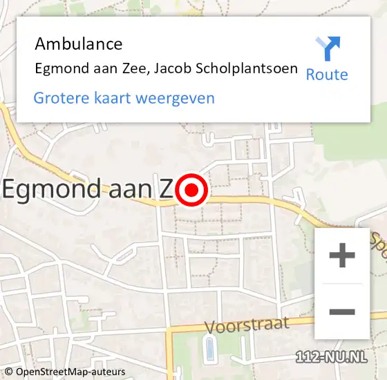 Locatie op kaart van de 112 melding: Ambulance Egmond aan Zee, Jacob Scholplantsoen op 13 januari 2017 19:42