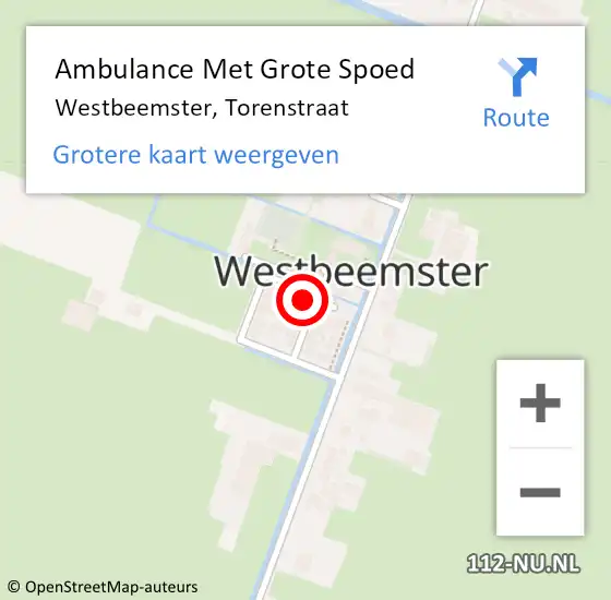 Locatie op kaart van de 112 melding: Ambulance Met Grote Spoed Naar Westbeemster, Torenstraat op 13 januari 2017 19:55