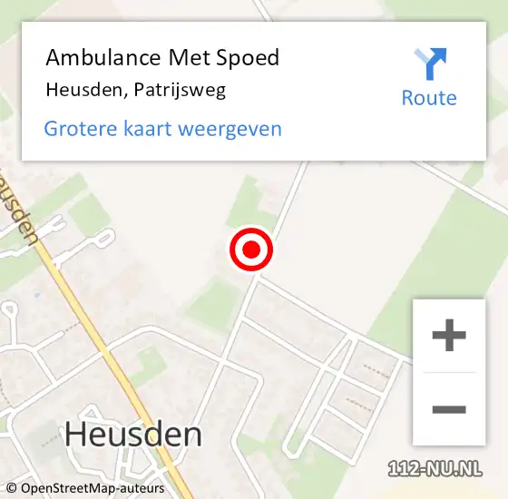 Locatie op kaart van de 112 melding: Ambulance Met Spoed Naar Heusden, Patrijsweg op 13 januari 2017 20:30