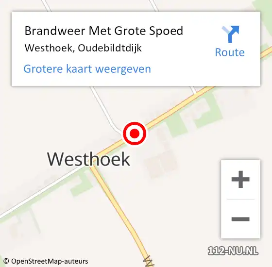 Locatie op kaart van de 112 melding: Brandweer Met Grote Spoed Naar Westhoek, Oudebildtdijk op 13 januari 2017 20:43