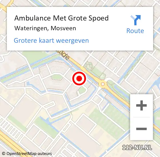 Locatie op kaart van de 112 melding: Ambulance Met Grote Spoed Naar Wateringen, Mosveen op 13 januari 2017 20:46
