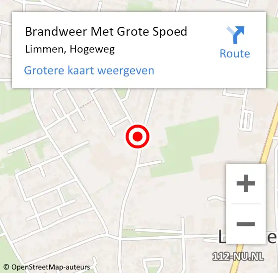 Locatie op kaart van de 112 melding: Brandweer Met Grote Spoed Naar Limmen, Hogeweg op 13 januari 2017 22:11