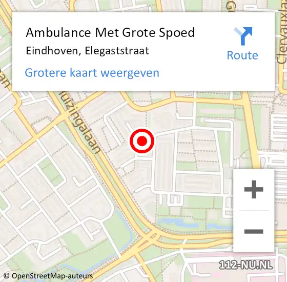 Locatie op kaart van de 112 melding: Ambulance Met Grote Spoed Naar Eindhoven, Elegaststraat op 13 januari 2017 22:11