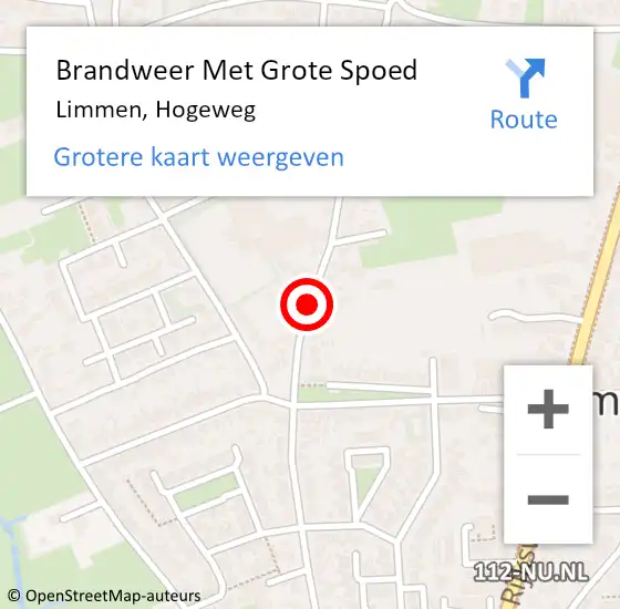 Locatie op kaart van de 112 melding: Brandweer Met Grote Spoed Naar Limmen, Hogeweg op 13 januari 2017 22:14