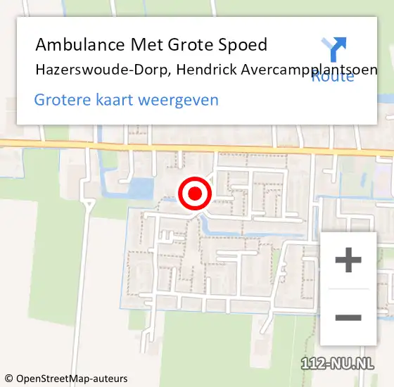 Locatie op kaart van de 112 melding: Ambulance Met Grote Spoed Naar Hazerswoude-Dorp, Hendrick Avercampplantsoen op 14 januari 2017 02:04