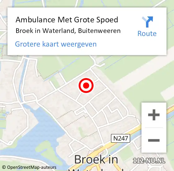 Locatie op kaart van de 112 melding: Ambulance Met Grote Spoed Naar Broek in Waterland, Buitenweeren op 14 januari 2017 04:12