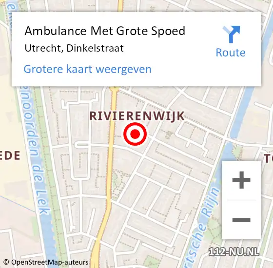 Locatie op kaart van de 112 melding: Ambulance Met Grote Spoed Naar Utrecht, Dinkelstraat op 14 januari 2017 06:16